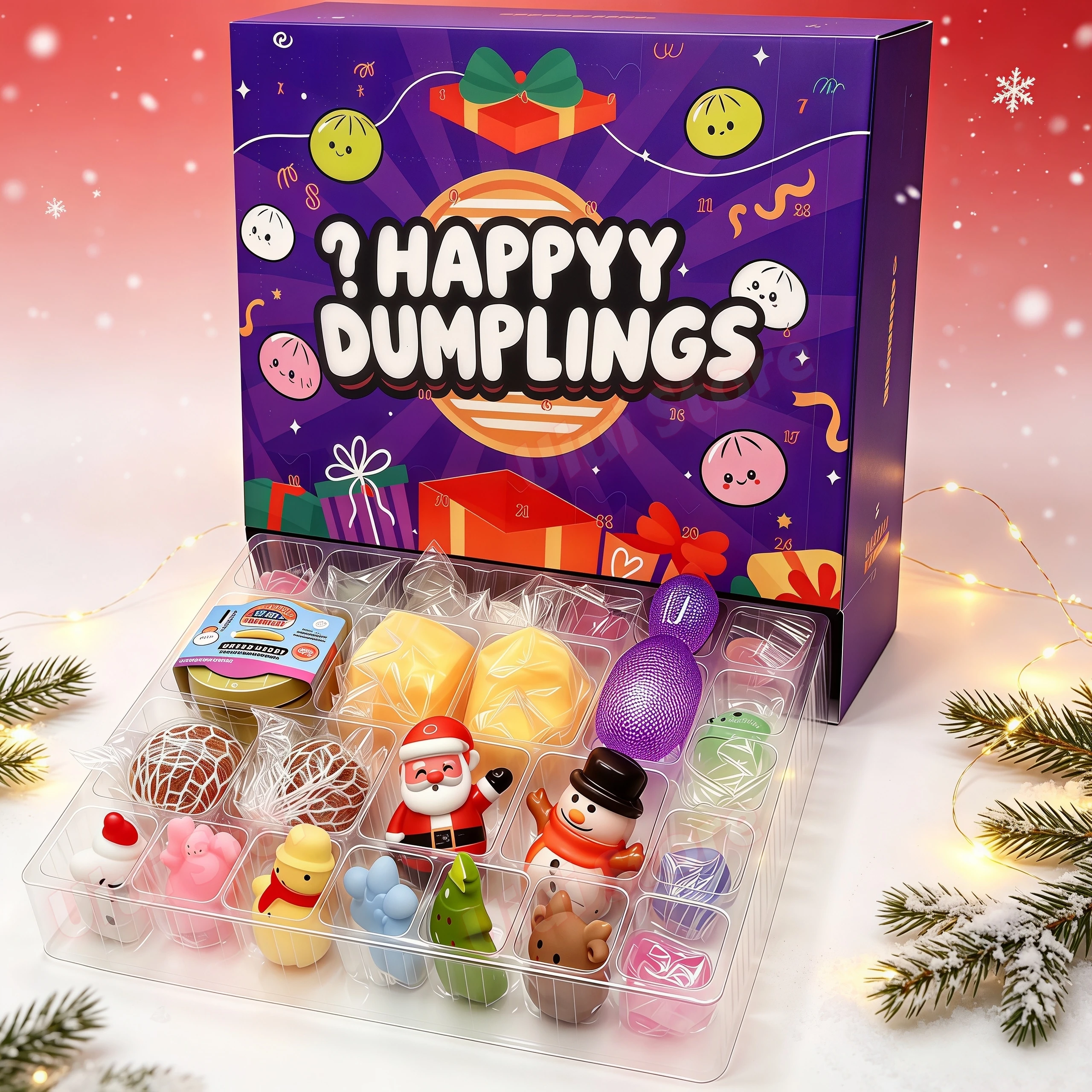 2026 Weihnachts-Squishies-Adventskalender 24-Tage-Countdown Adviento Navidad Dumpling Squishy Langsam aufsteigendes Quetsch-Dekor Weihnachtsgeschenk