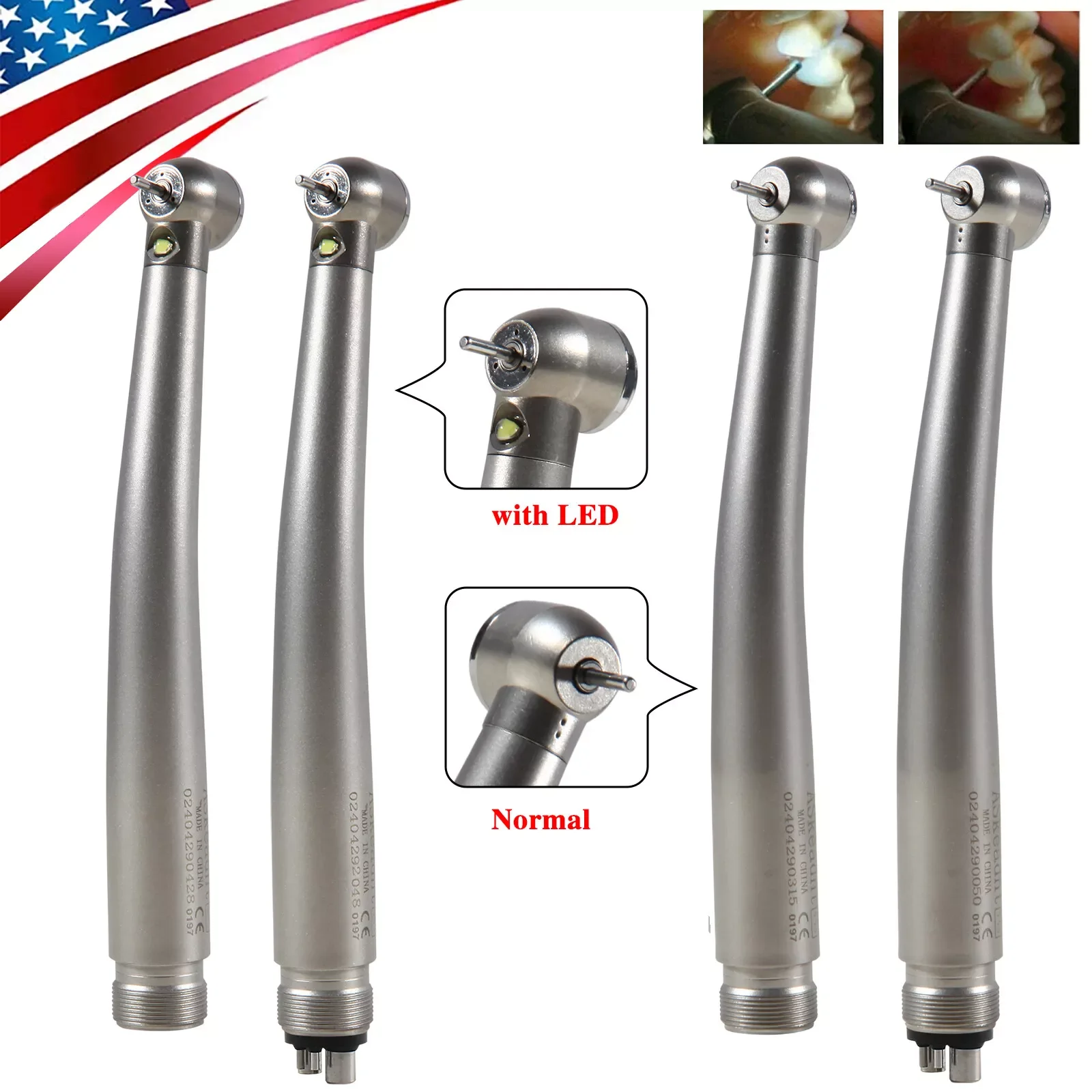 

Dental Fiber Optic Led High Speed Handpiece Push Button Air Turbine 2/4 Holes Fit NSK Pana Max