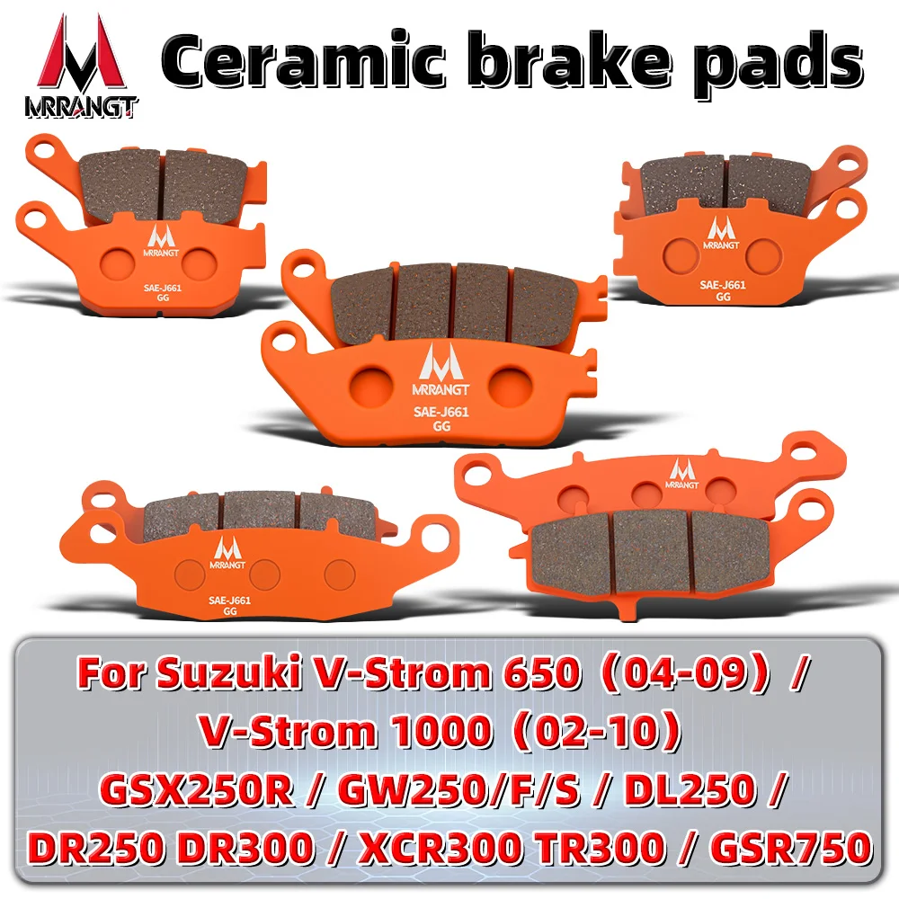 

MRRANGT Ceramic Brake Pads Front Rear Set for Suzuki DL250 DR250 DR300 XCR300 TR300 V-Strom 650 1000 GSR750 GSX250R GW250/F/S