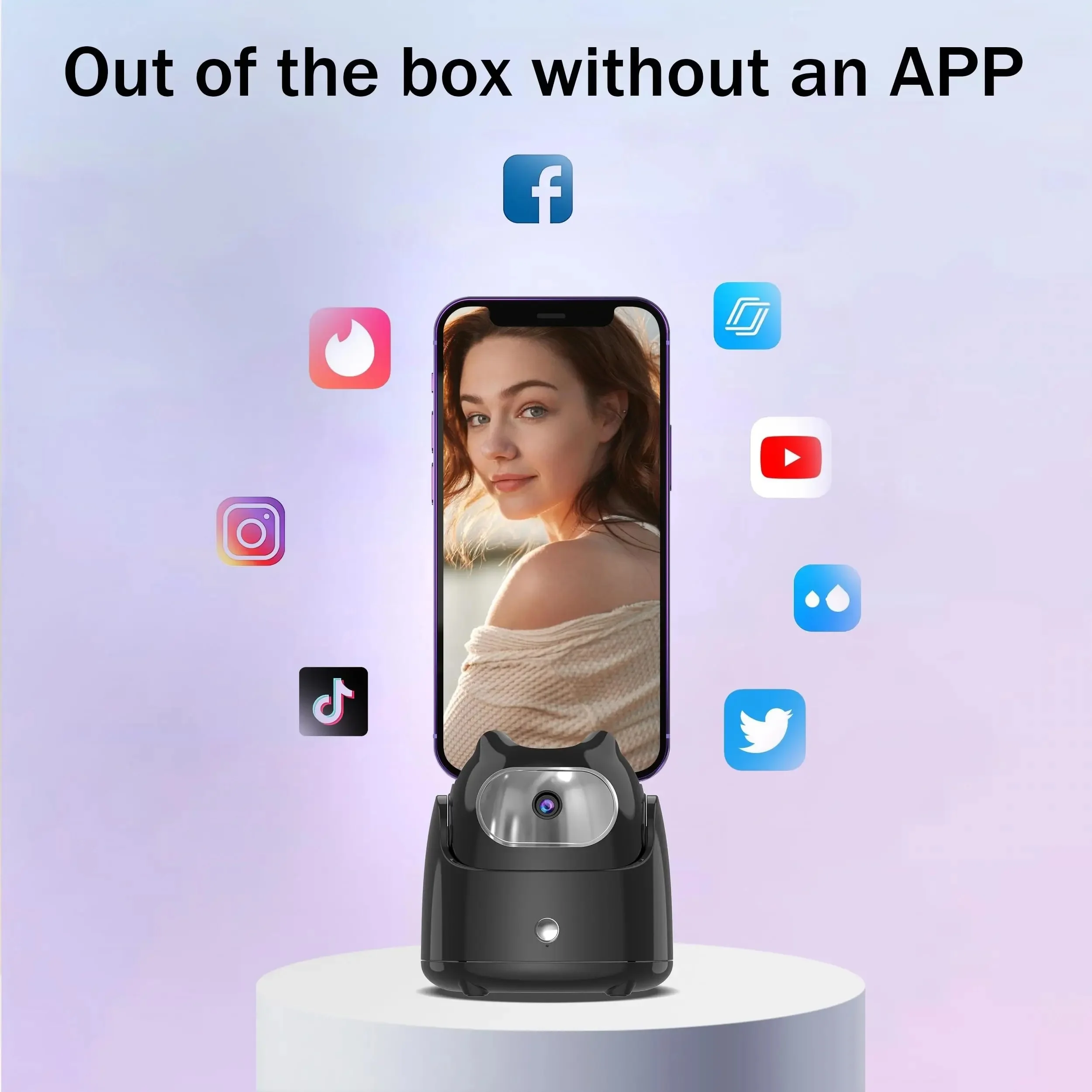 Auto Face Tracking Tablet PC iPad Phone Holder AI Recognition 360° Rotation Selfie Stand Live Streaming Gimabl for Mobile Video