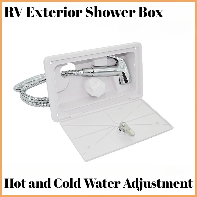 

RV Exterior Shower Box Hot & Cold Water Switch Pull-Out Head Built-In Hose Portable Modification Accessory for Outdoor Travel