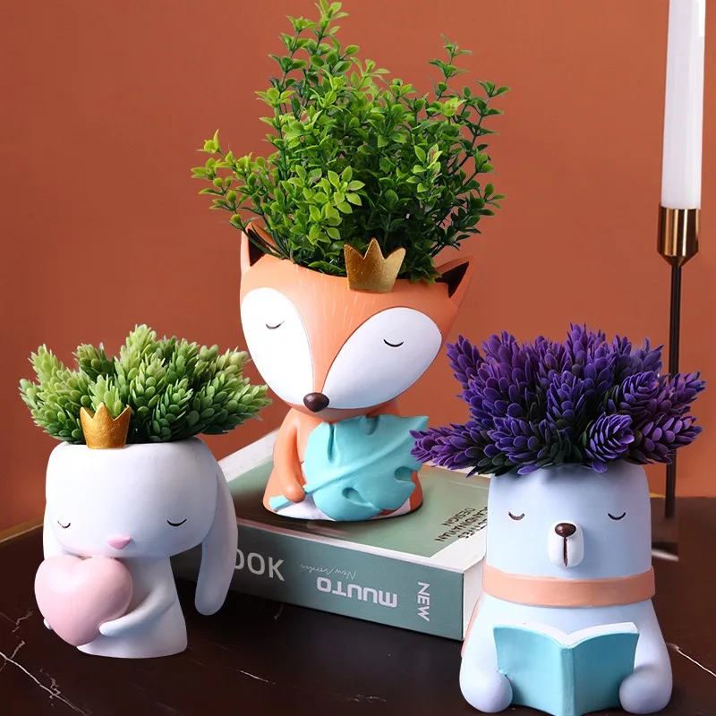 

Cartoon Fox Flowerpot Balcony Decorations Pots for Plants and Flowers Garden Pots Modern Home Office Decor Children's Gifts
