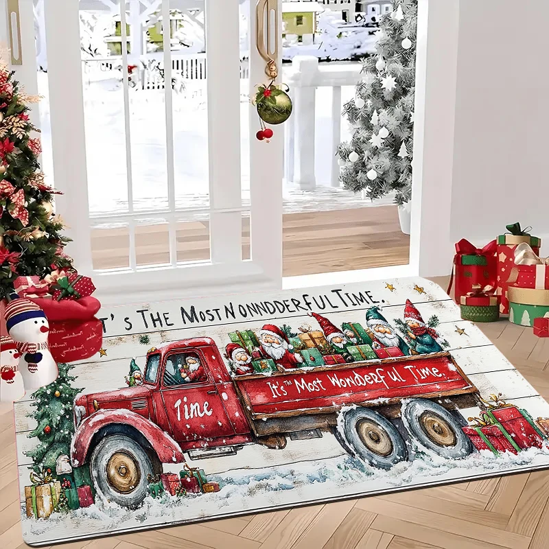 

Christmas doormat, made of flannel, washable, Christmas decorative entrance mat, suitable for rooms and bathrooms