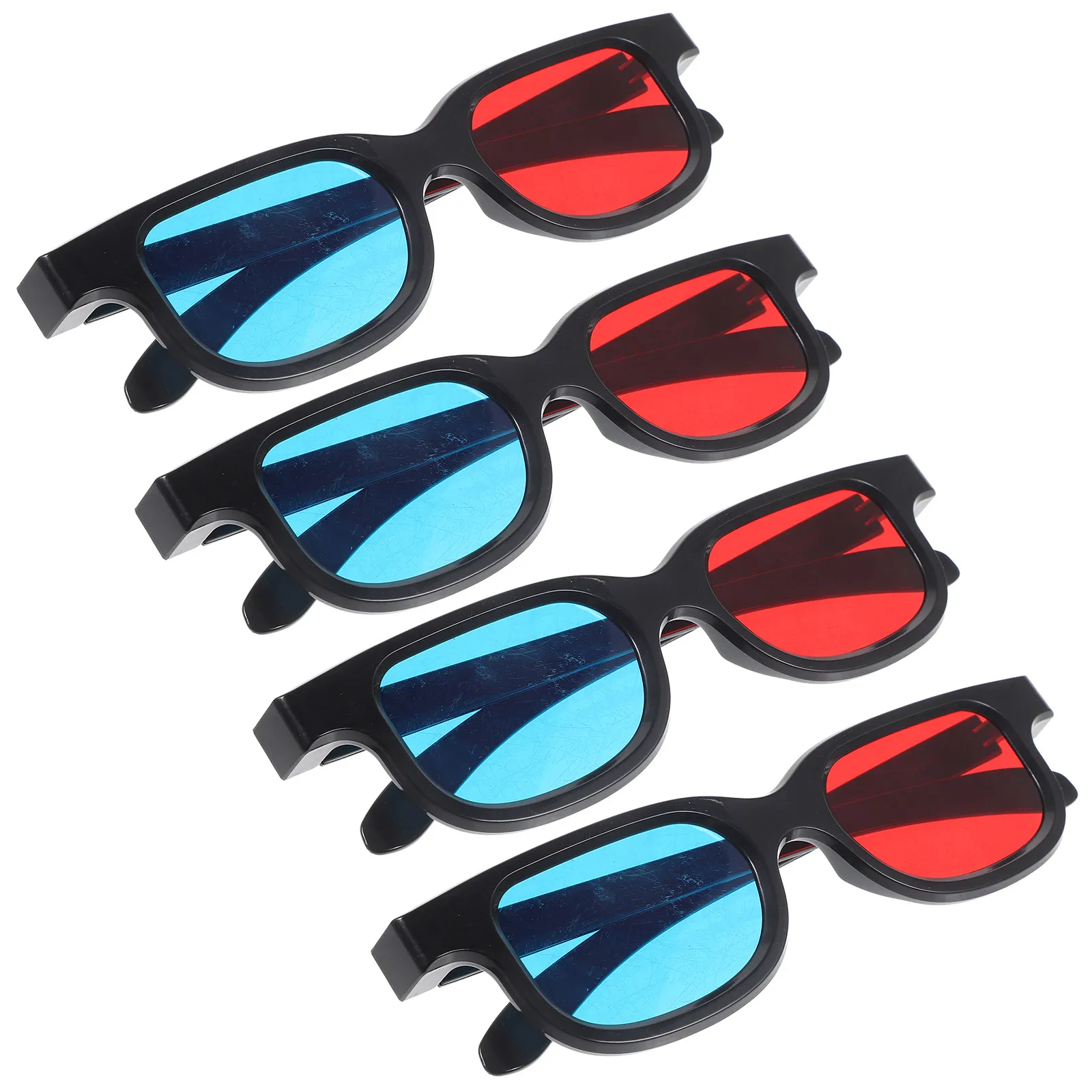 4Pcs 3D Glasses for Movies At Home Red and Blue Plastic Universal 3D Movie Glasses Compatible with TV Computer Smartphone