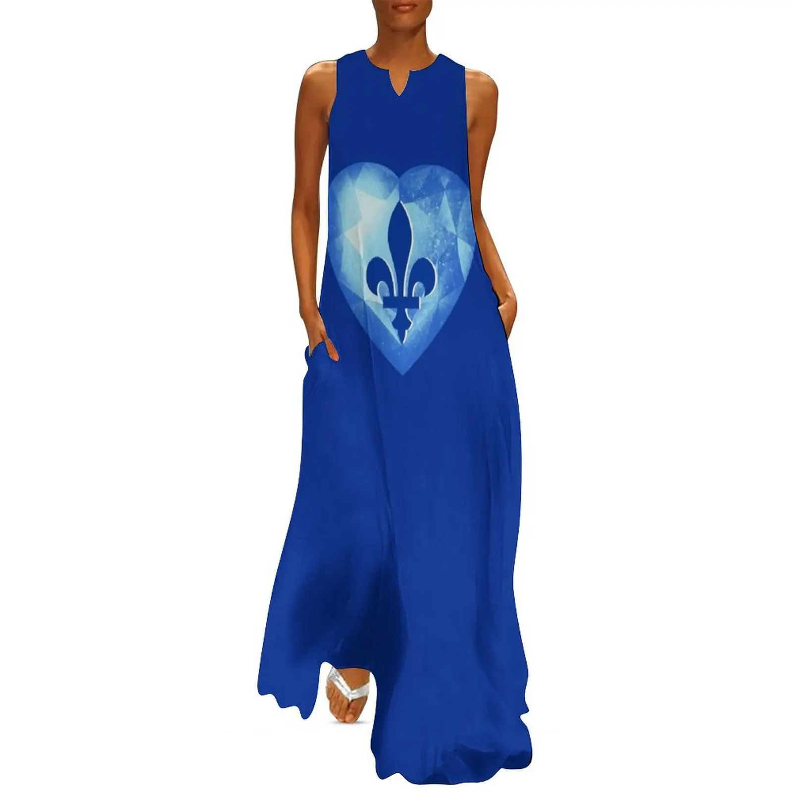 

Québec blue heart Long Dress dress summer 2024 women summer dress woman 2024 trendy summer woman 2024 birthday