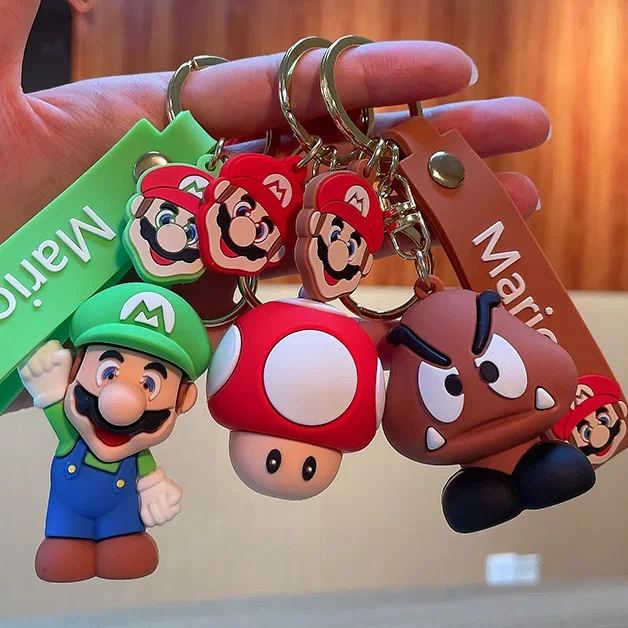 Clé de famille Super Mario JoStudent, figurines d'action de dessin animé mignon en PVC, pendentif de sac à dos, porte-clés de voiture, cadeau d'anniversaire pour enfants