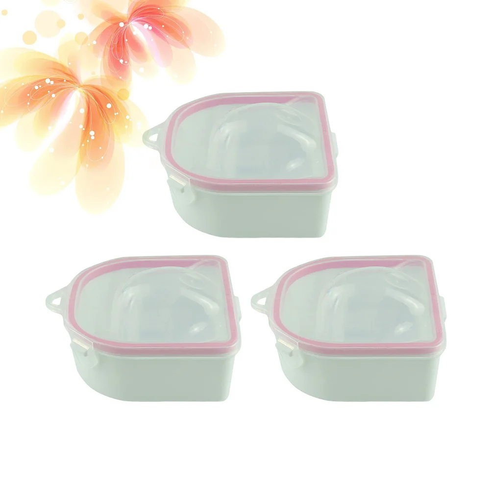 ถาดแช่เล็บ 3 ชิ้น สำหรับดูแลมือ ช่วยทำให้หนังกำพร้าอ่อนนุ่ม ลอกเล็บปลอม ทำเล็บมือ ทรีทเมนท์ ใช้ในร้านเสริมสวยหรือที่บ้าน สำหรับลอกยาทาเล็บ