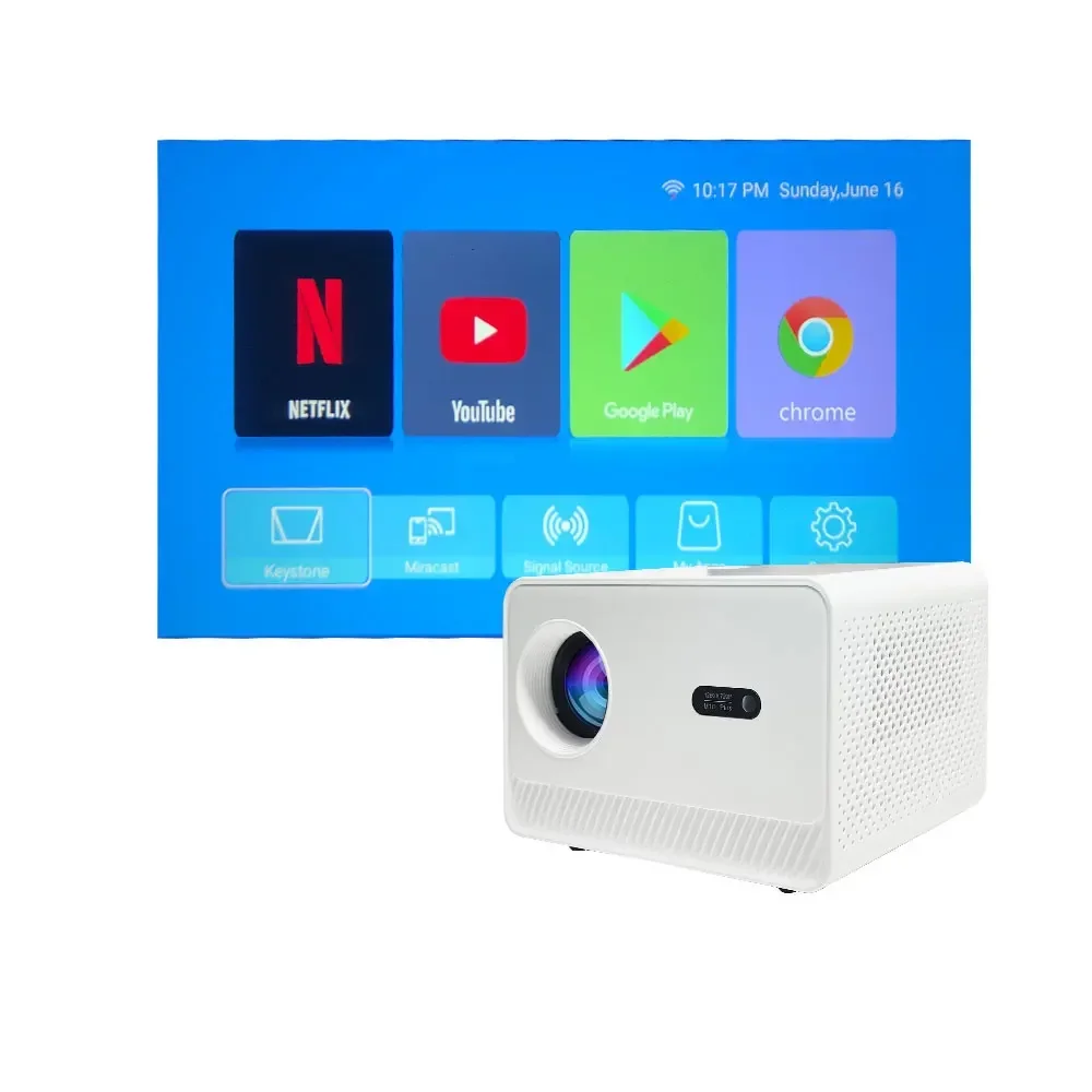 M10 PLUS Home Theater Portable Projector Android 11 Smart TV Projector with Wireless 200 ANSI 1080P Physical Resolution