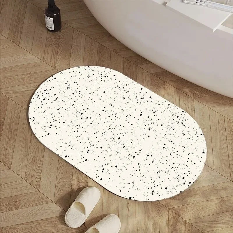 VIKAMA Alfombra de baño ovalada minimalista francesa, antideslizante, absorbente, de secado rápido, para baño, ducha, inodoro, decoración del hogar