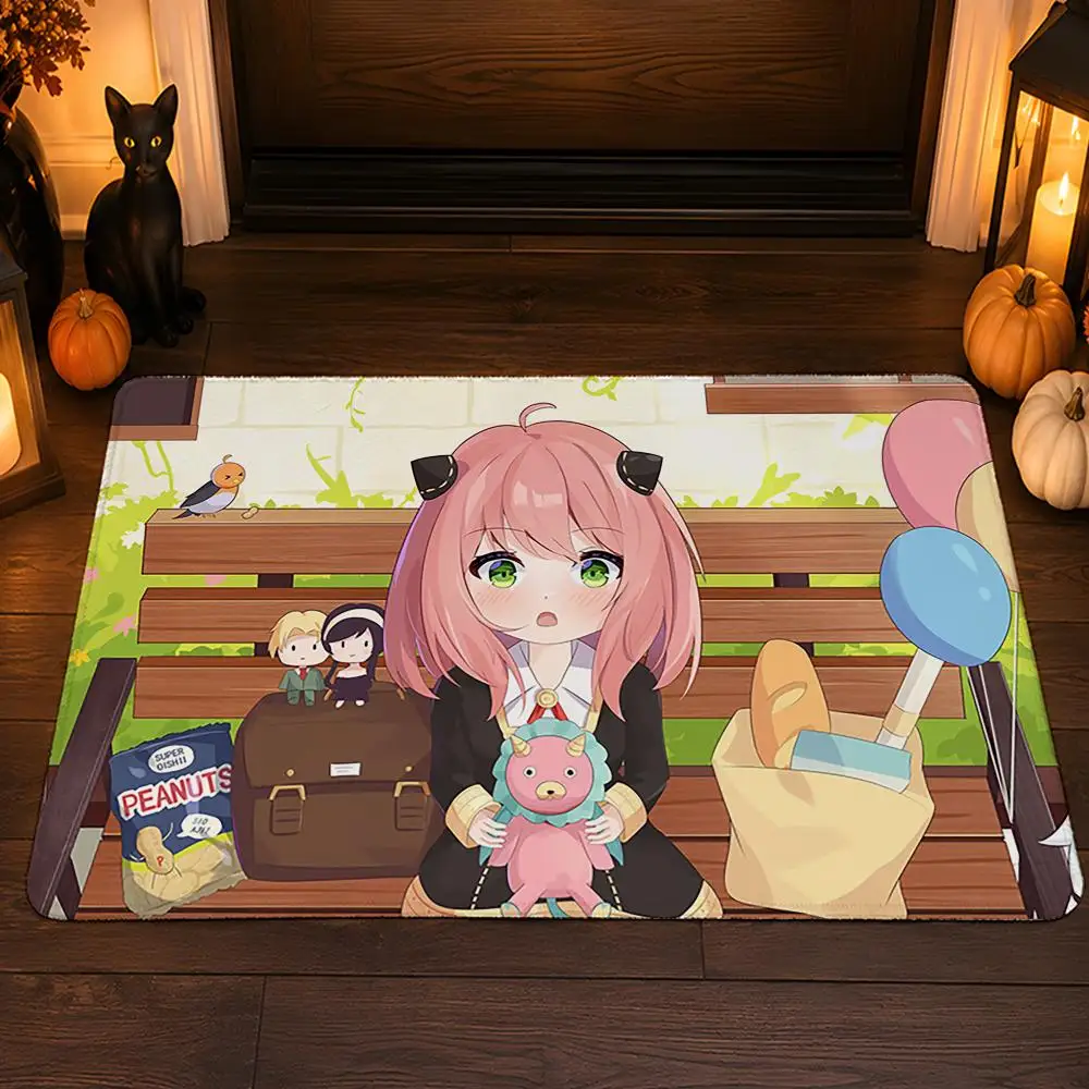 S-Spy X Family A-Anya Floor Mat Flannel Rug Soft Non Slip Washable Door Mat For Bathroom Bedroom Kitchen Home Decor
