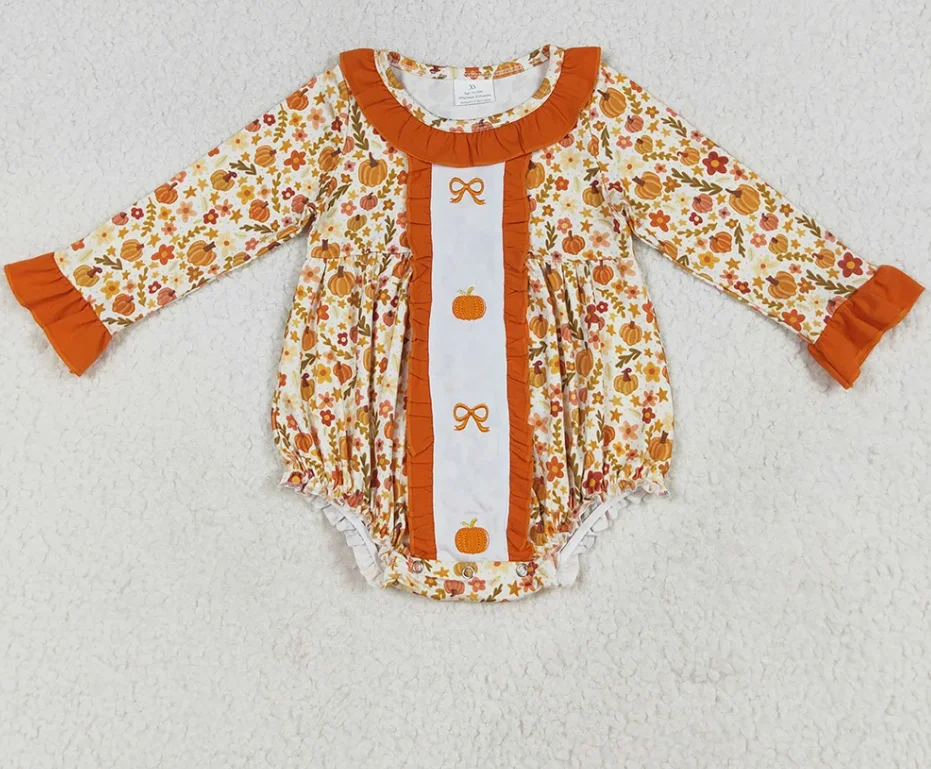 الجملة الرضع طفل الفتيات السروال القصير هالوين اليقطين بوتيك الأخوة الاطفال رومبير #2