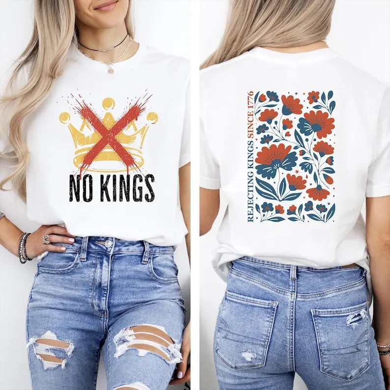 

Nope Kings Protest Crown 2 Sided Political Anti Maga Cotton Shirts Regular Short Sleeve Printed T-shirt Tee New Style Streetwear
