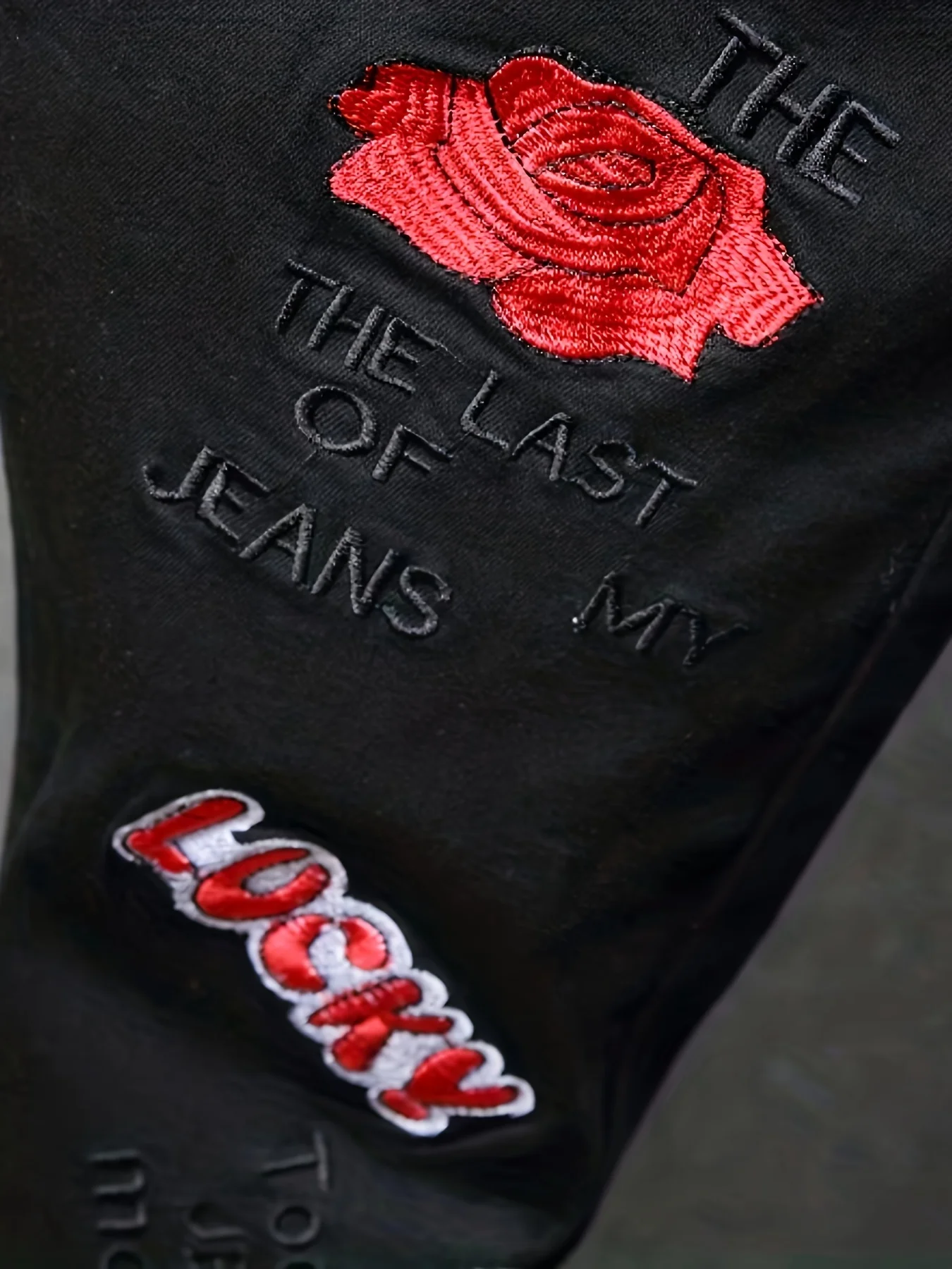 Calça jeans masculina slim fit bordada elástica com perna reta