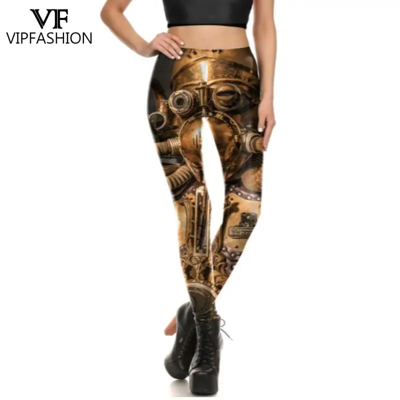 VIP FASHION Punk Style Leggings for Women Sexy Tights Mid Waist Ladies Trousers Seam Elastic Fitness Workout Pants Party Gifts