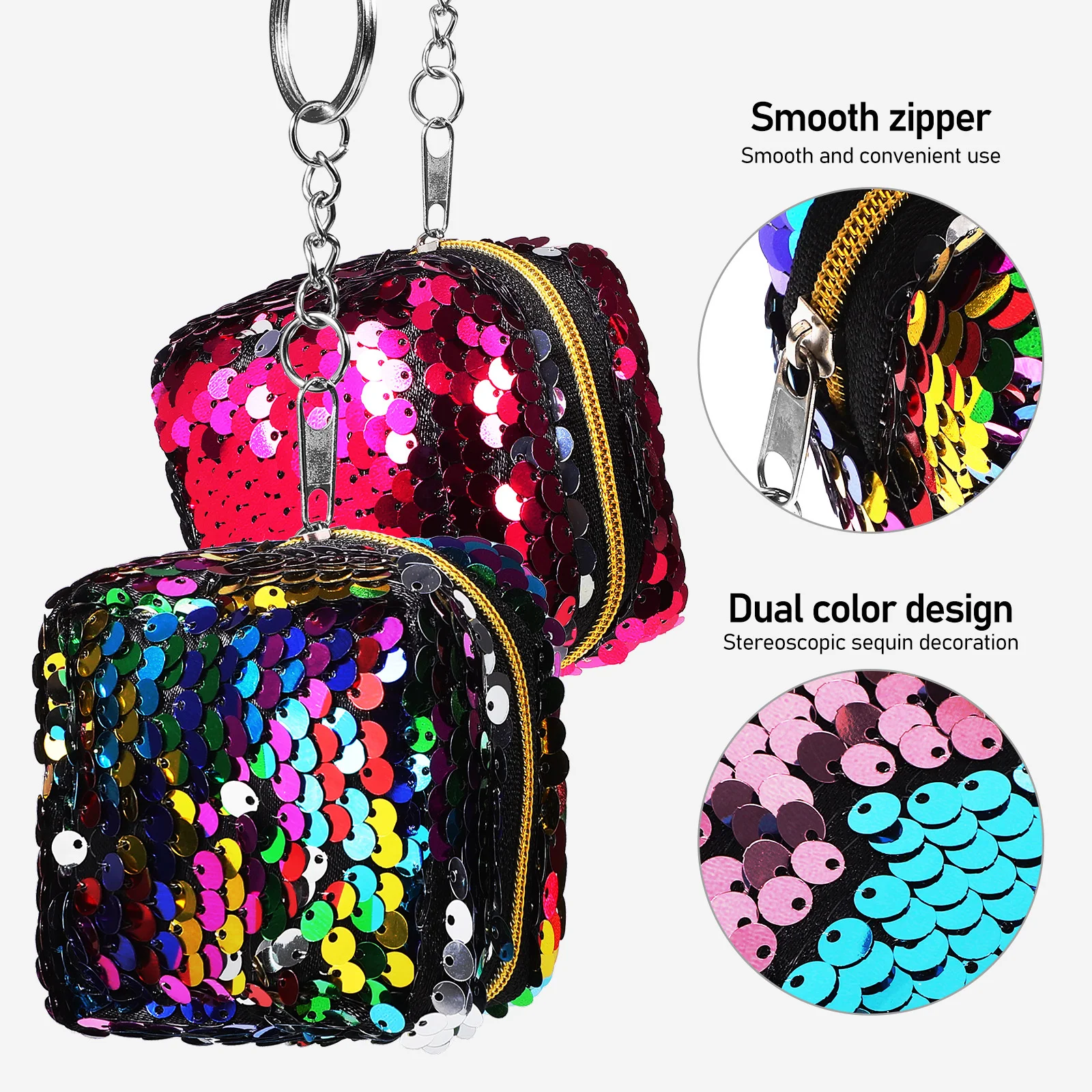 4 قطعة محفظة نسائية للعملات المعدنية بالترتر للأطفال سحاب إغلاق متعدد الألوان محفظة أطفال صغيرة حقيبة تخزين للعملات المعدنية إكسسوارات السفر