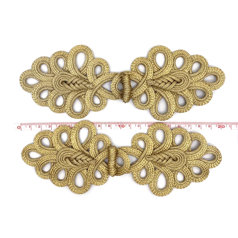 2pc Handmade Gold Cord Patch Decorative Baroque Applique Closure Sew On Patches For Clothing Clothes Appliques Parche