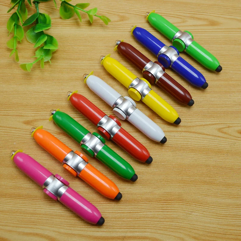 Creative Funny Ballpoint Pen Touch Rotate Led Light 3 In 1 Business Office Decompression Toys Pens