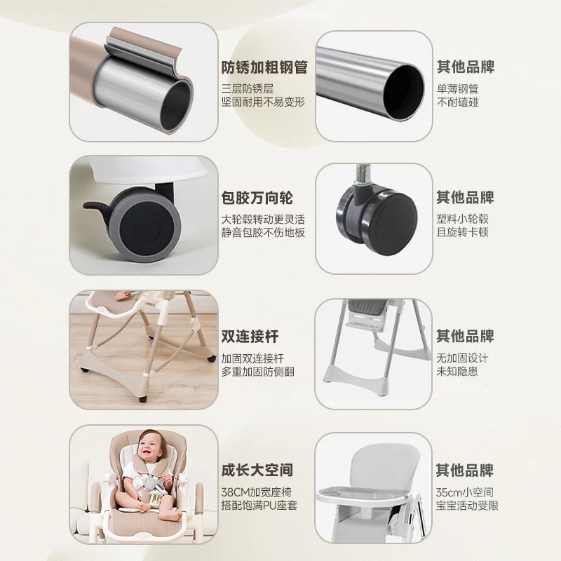 كرسي طعام للأطفال منزلي قابل للطي وفك علبة بدون تركيب وجبات أطفال للرضع والأطفال الصغار