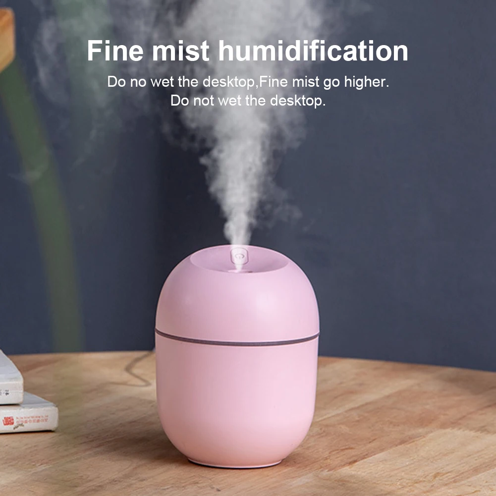 Mini umidificador portátil com luz ambiente LED, difusor de óleo de aromaterapia, energia USB, carro e casa, saída 5V, 220ml