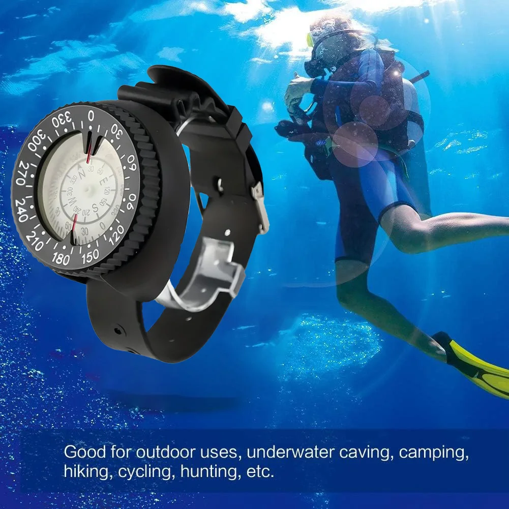 Diving Wrist Watch Compass, Diving Underwater High Accuracy Professional Outdoor Waterproof Compass for Hiking Camping Climbing