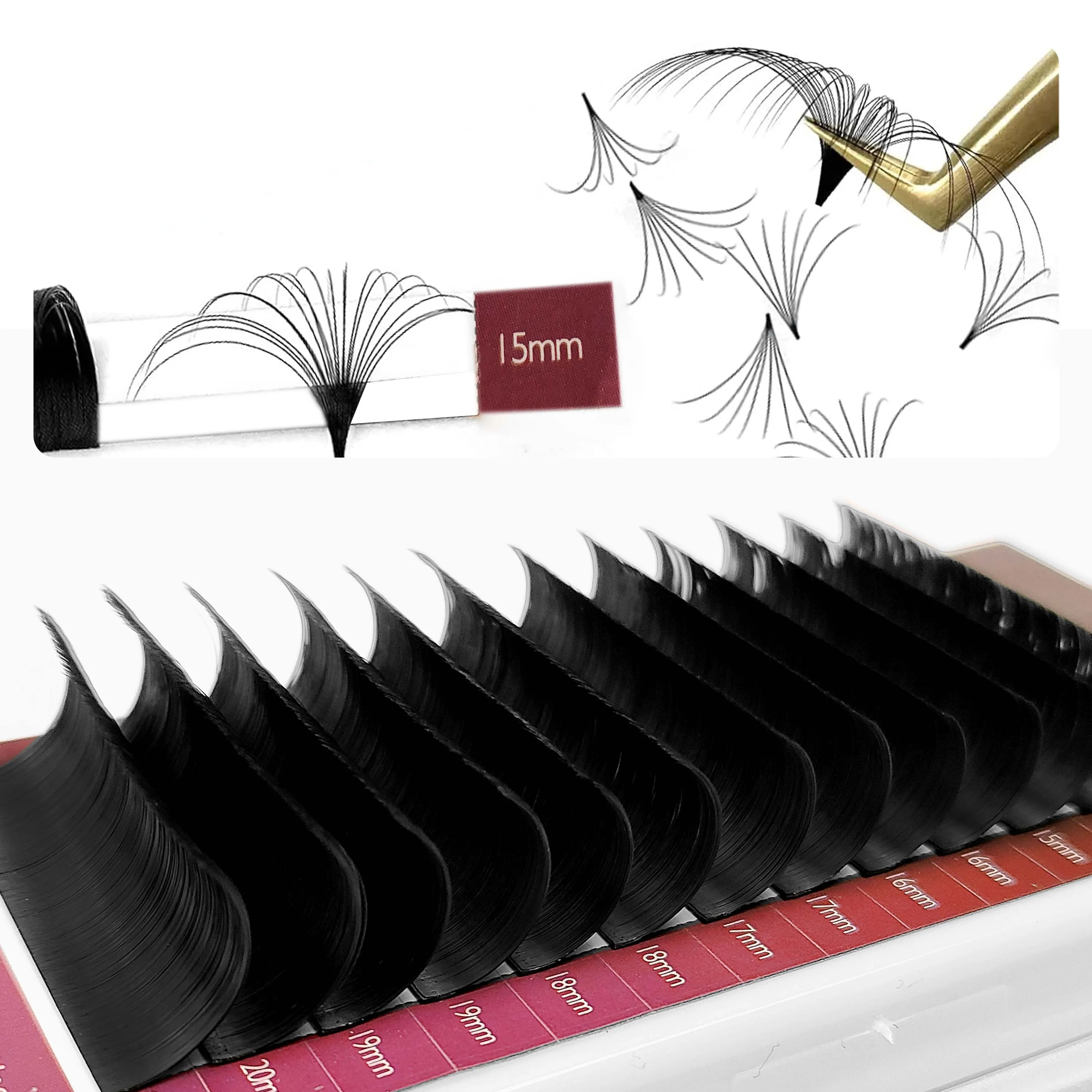 CoMango Lashes Extension 0.03/0.05/0.07/0.1mm Super Soft Blomming Easy Fan 8-20mm Mega Volume Fans Eyelash Extensions Supplies