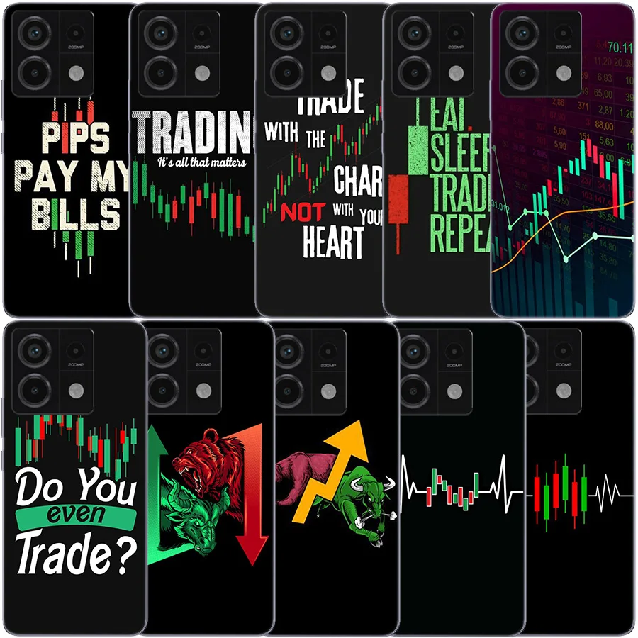 Day Trader Trader Trading Clear Phone Case For Xiaomi Redmi Note 11 11S 11T 11E 10 10S 9 9S 9T 8 8T Pro 7 K70 K60 K20 TPU Patter