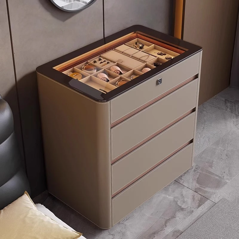 

Light luxury bedroom chest, bedside cabinet, storage cabinet with fingerprint lock, household jewelry locker
