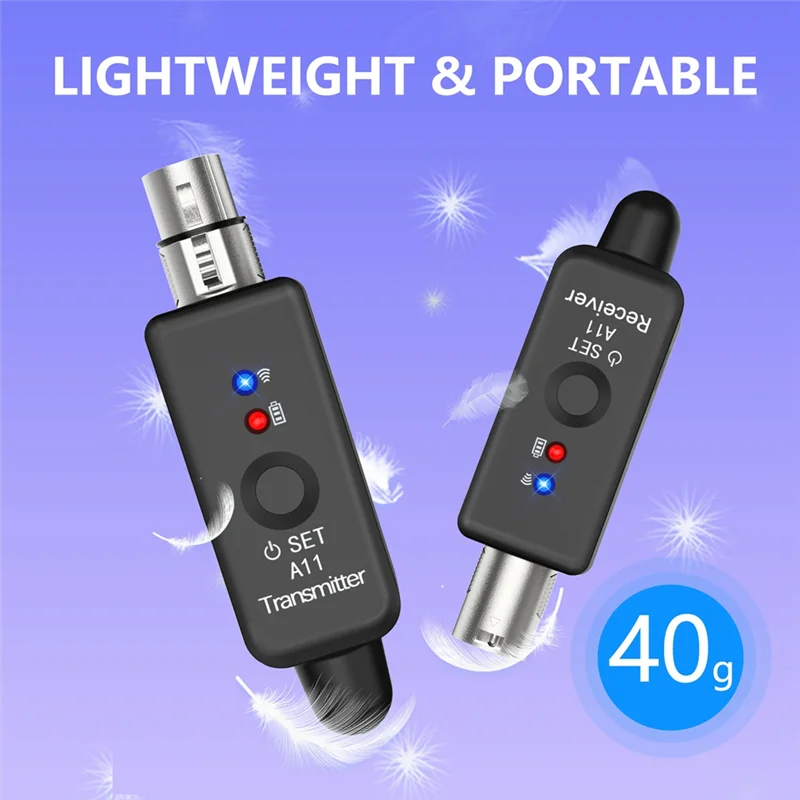 

A11 Wireless Microphone Transmitter Receiver 2.4Ghz, XLR Microphone Wireless System, Wireless Mic Adapter For Audio Mi-B12B
