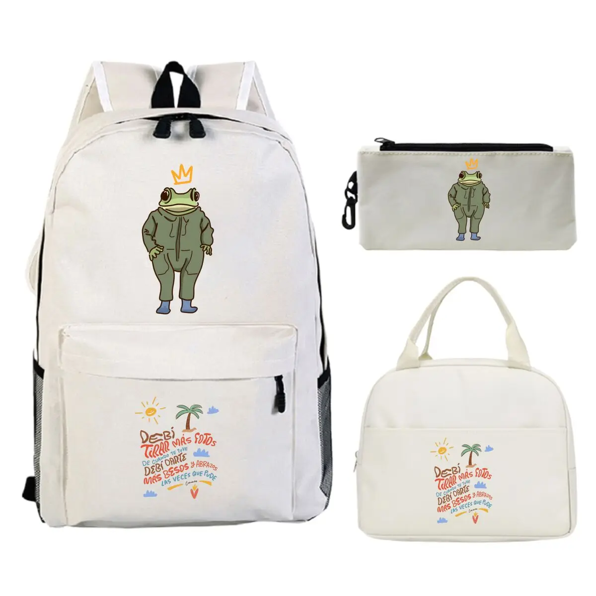 

Casual Daily Backpack Set 3 in 1 Schoolbag Rucksack Lunch Storage Bag Pencil Case Teen Unisex Back To School Bookbag Kit