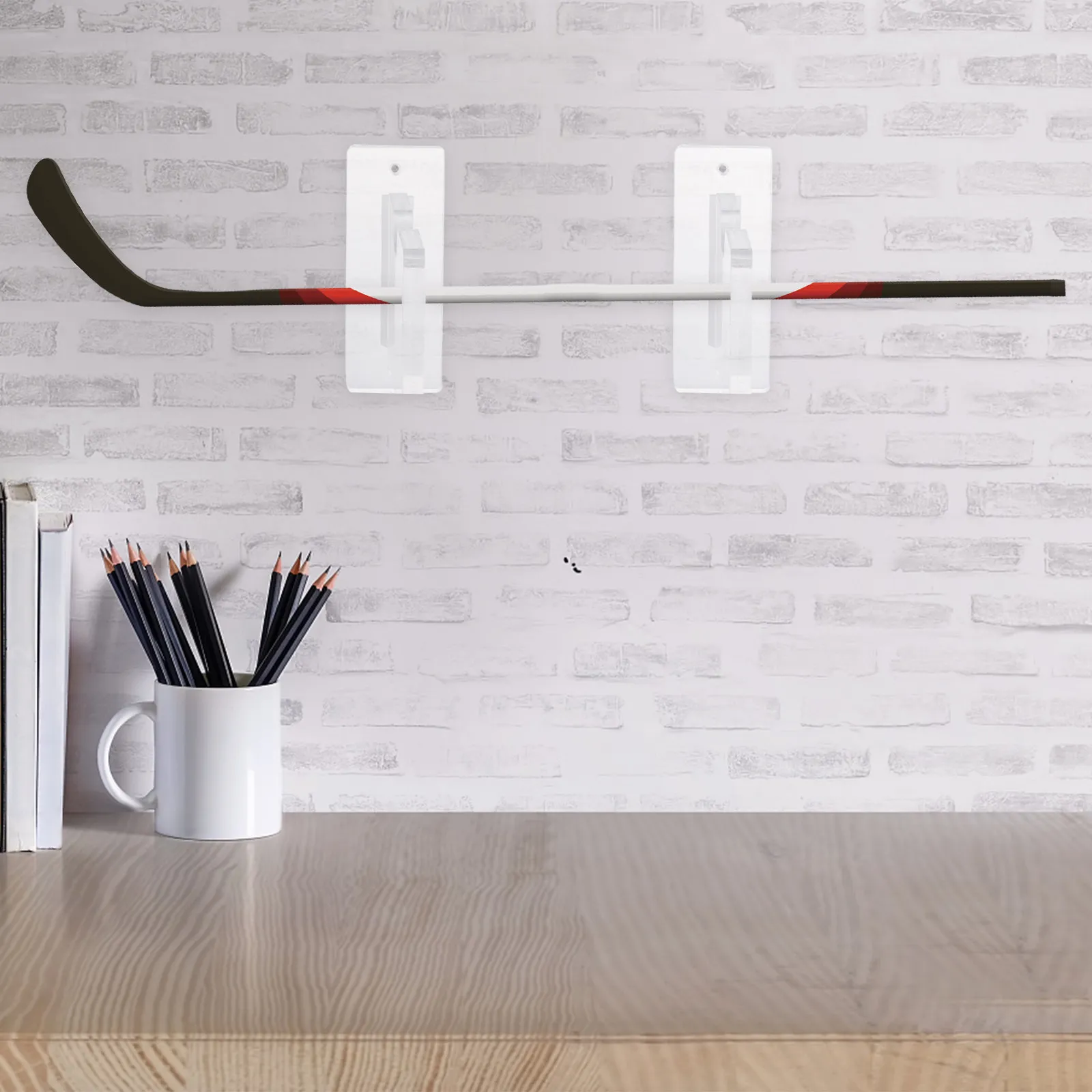 1Set Wooden Hockey Stick Rack Multi-Function Wall-Mounted Holder Stick Display Support Bat Storage Shelf Wall-Mounted Shelf