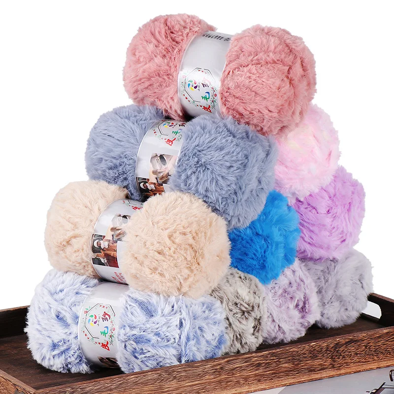 100 g Kunstnerzwollgarn, handgewebter DIY-Schal, Mütze, Schuhledergarn, gehäkelter Fellgarn, weich und hautfreundlich für Wärme