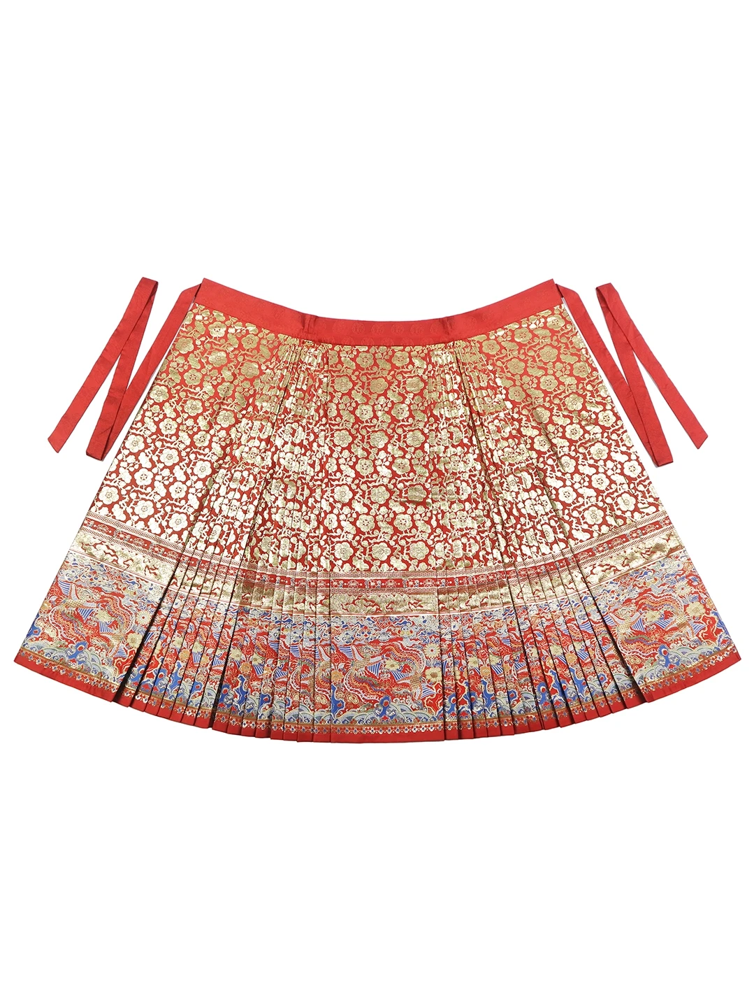 Original Ming style Hanfu faux makeup flower on the ground, six meter eight pairs of pleated horse face skirt for CHINESE HANFU