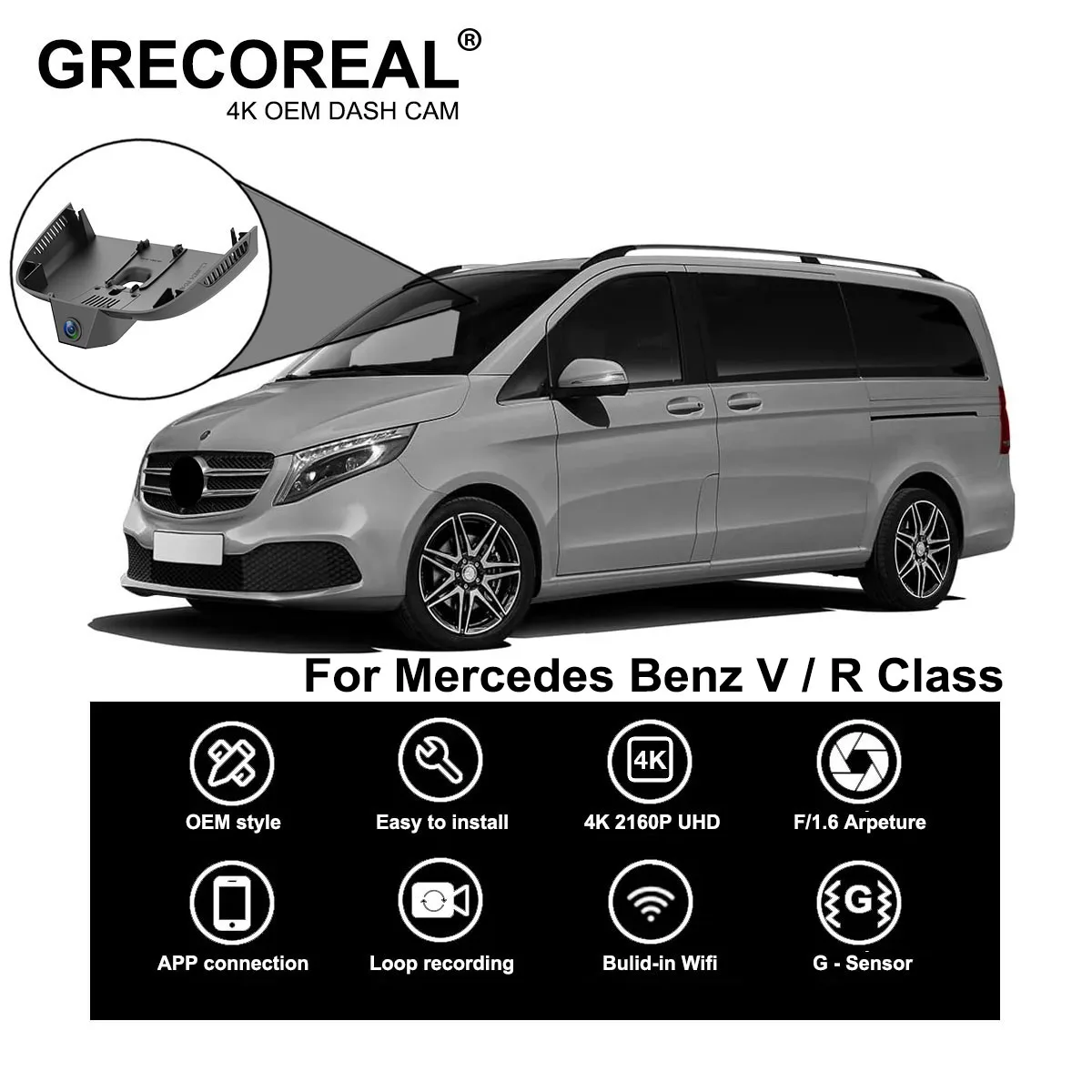 For Mercedes Benz V Class V Vito W447 R W251Dash Cam Dashcam Car Dash Camera 4K Wifi Front and Rear OEM Plug Play Auto Car DVR