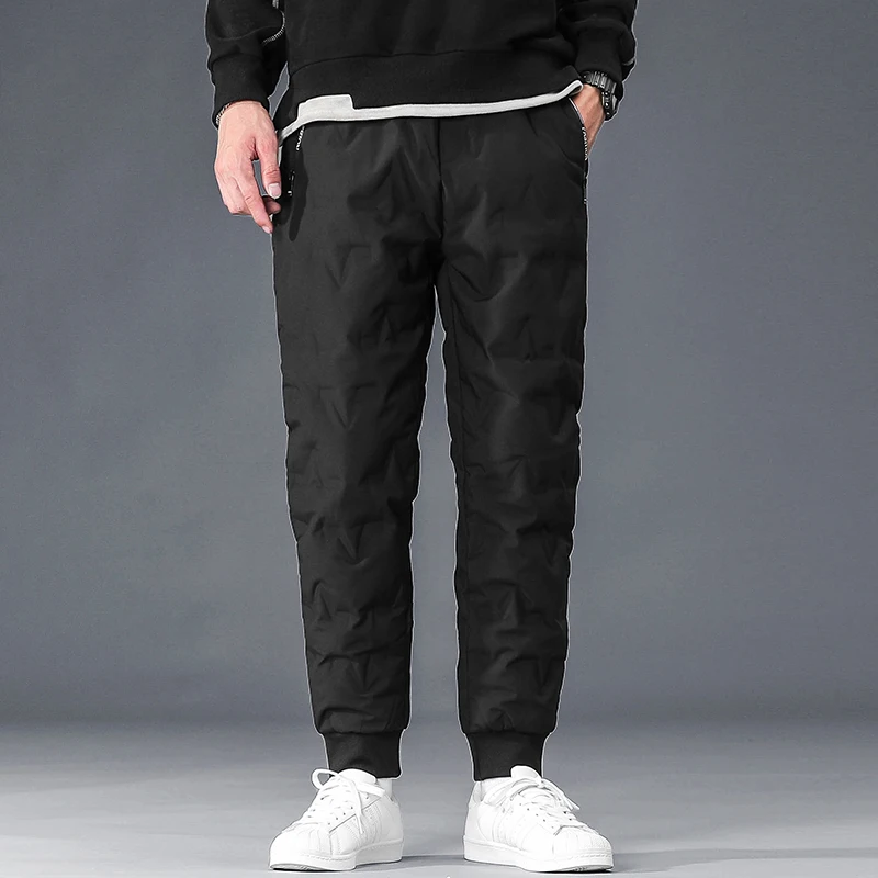 

Мужские зимние утепленные спортивные брюки свободного кроя, повседневные, универсальные, с манжетами, длинные, из полиэфирного волокна, для делового стиля