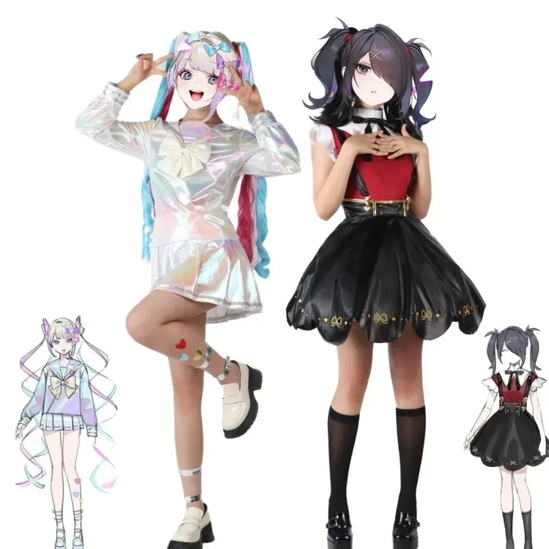 

Sky02 Needy Girl Overdose Косплей Костюм Парик Аниме JK Униформа Кожаная Юбка Комплект Abyss KAngel Ame Chan Хэллоуин Костюм88Ji