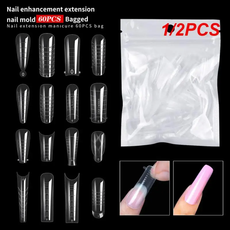 1/2PCS Dual Forms Tips Quick Building Gel Mold Nail Systeem Volledige Cover Tips Nail Extension Formulieren Top mallen Voor Bouw Vorm