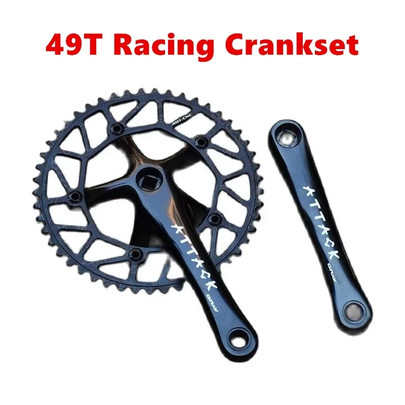 Fixie Bike Crankset 170mm Crank Single Speed Big Chainwheel 700C Road Bicycle Sprocket CNC 49T BCD 130mm Racing Cycling Parts