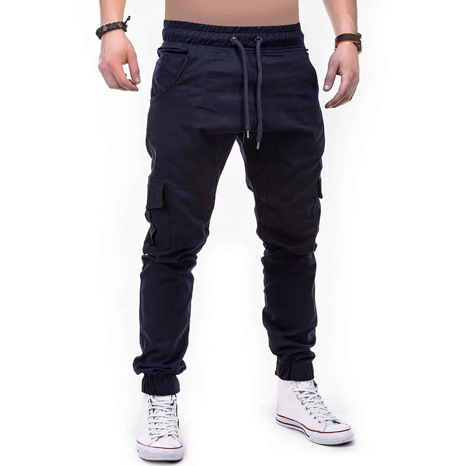 Calça masculina de caminhada com cordão, calça Y2k cargo masculina, moletom slim fit, alta qualidade, ao ar livre, hip-hop, calça masculina