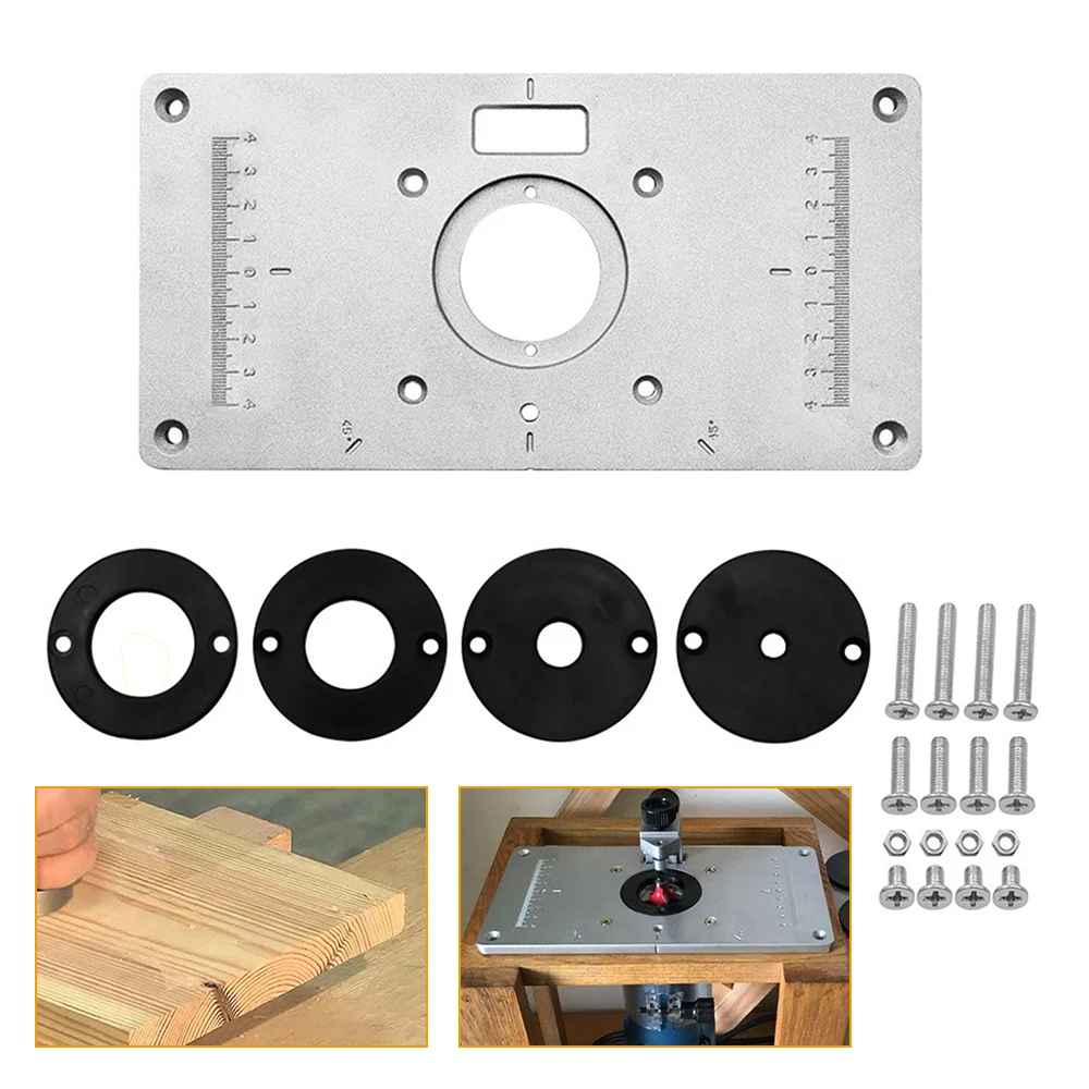 

1Set Aluminium Router Table Insert Plate Router Insert Rings With Fixing Screws Woodworking Trimmer Electric Wood Milling Flip
