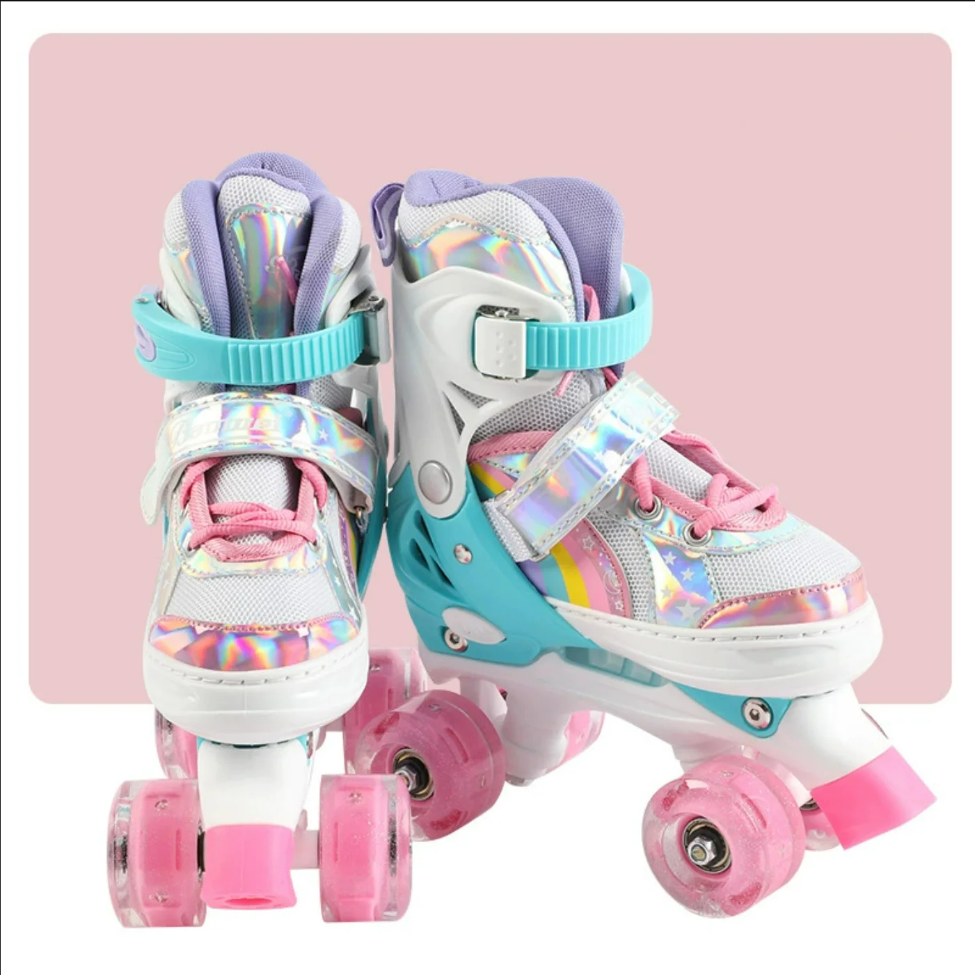 2027 Professional High-Top Non-flashing Double-Row Microfiber Leather style Slalom Quad Roller Skates for Boys and Girls Adult