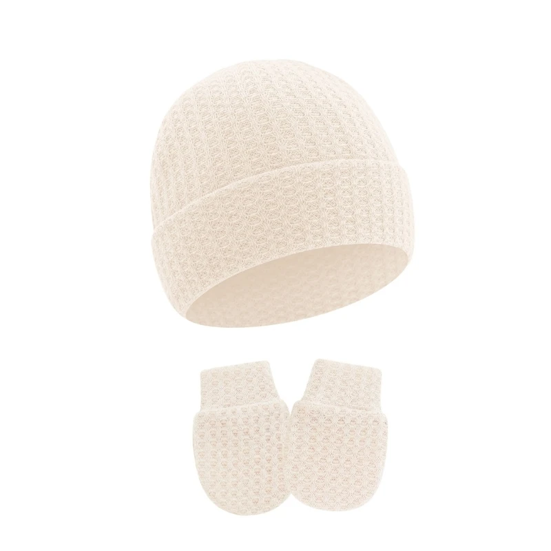 Comfortable Newborns Baby Hat with Matching Scratch Proof Gloves 0-6 Month Infant Keeping Face Protected U6XE