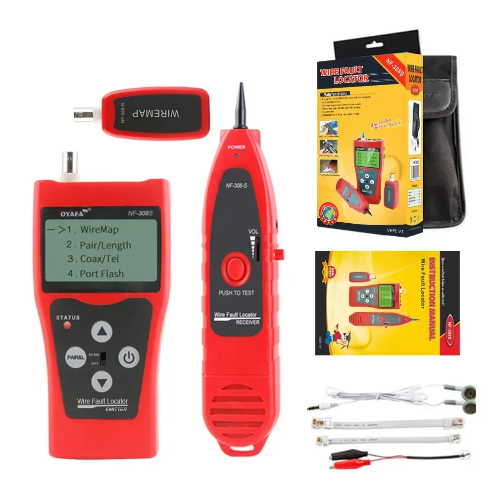 NOYAFA NF-308S Network Cable Tester Measure Length Wiremap Tester LCD Display Cable Tracker RJ45 RJ11 Network Tester Tools