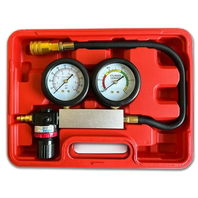Automotive Cylinder Leak Down Tester Kit Engine Compression Dual Gauge Leakdown Detector Tool Set Upgraded 2025 New