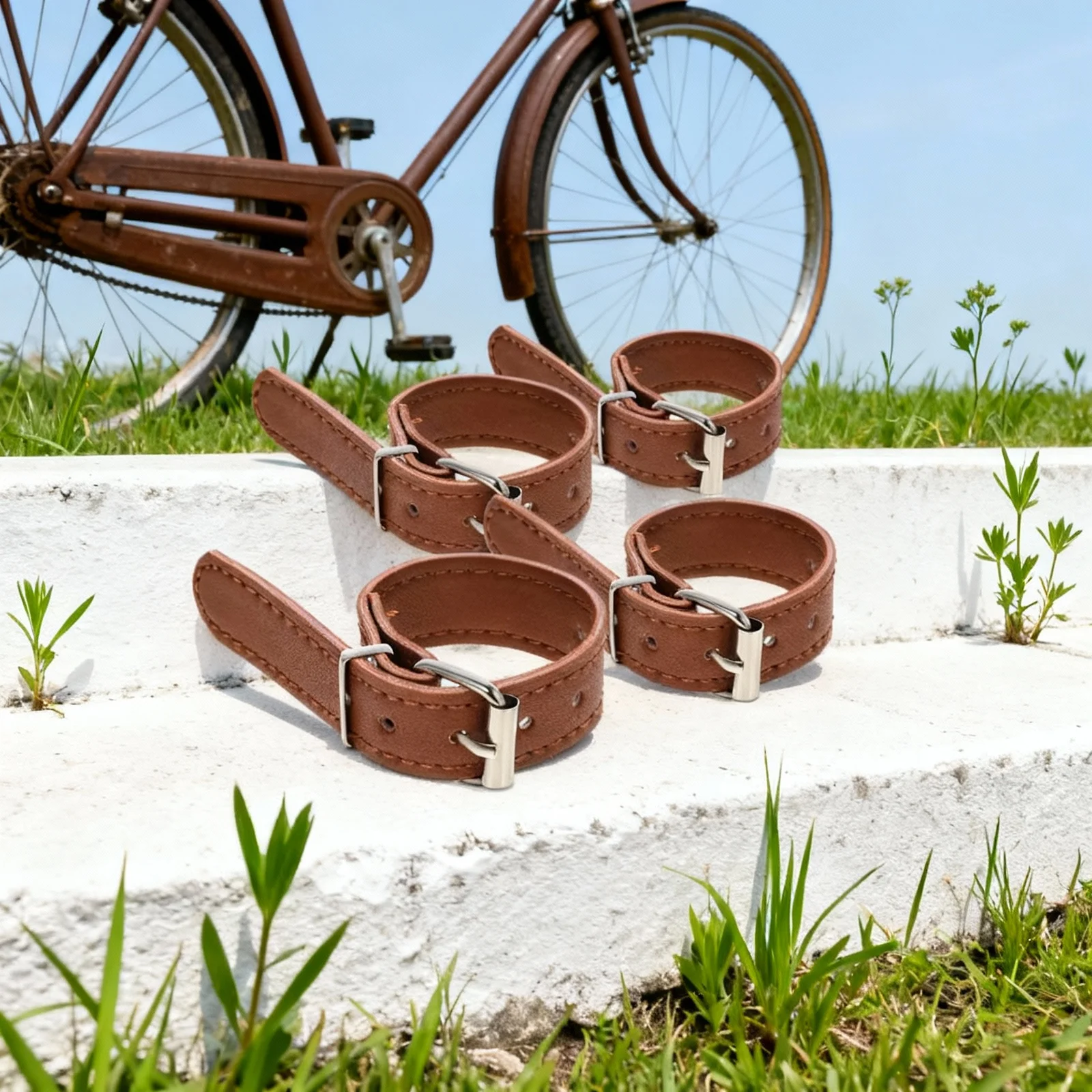 

2 Pairs Bicycle Basket Straps Adjustable Front Bike Basket Belts Replacement Cycling Decor Kids Adults Bikes Secure Stabilizers