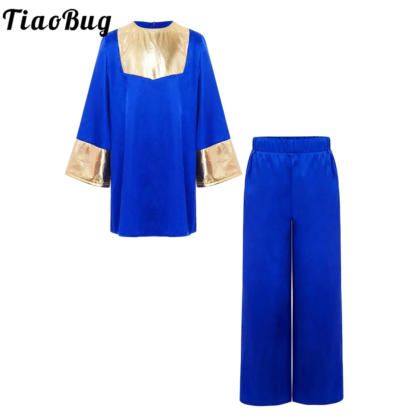 

Kids Boys Girls Church Choir Outfits Christian Worship Liturgical Praise Dance Costume Long Sleeve Pastor Priest Tops Pants Sets