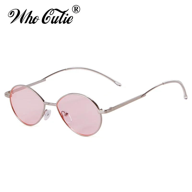 Fashion Red 90s Oval Skinny Sunglasses Men Women Brand Design Retro Vintage Wire Slim Frame Silver Lens Round Shades Sun Glasses