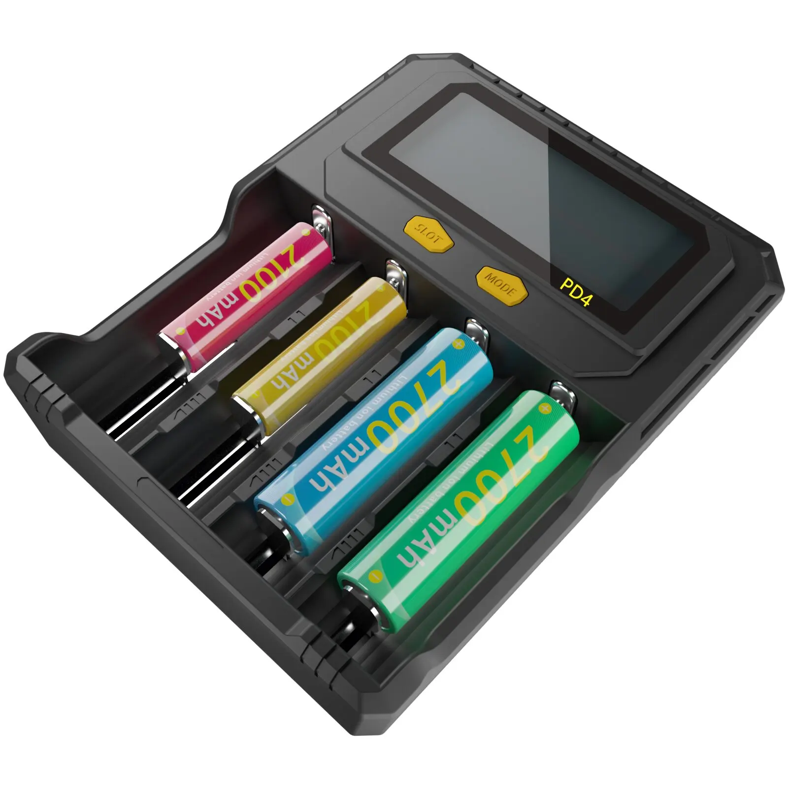 Type-C Quick Smart Nimh Battery Charger LCD Display Intellegent Flashlight Chargers 4 Slots For 18650 21700 26650 AA AAA Cell