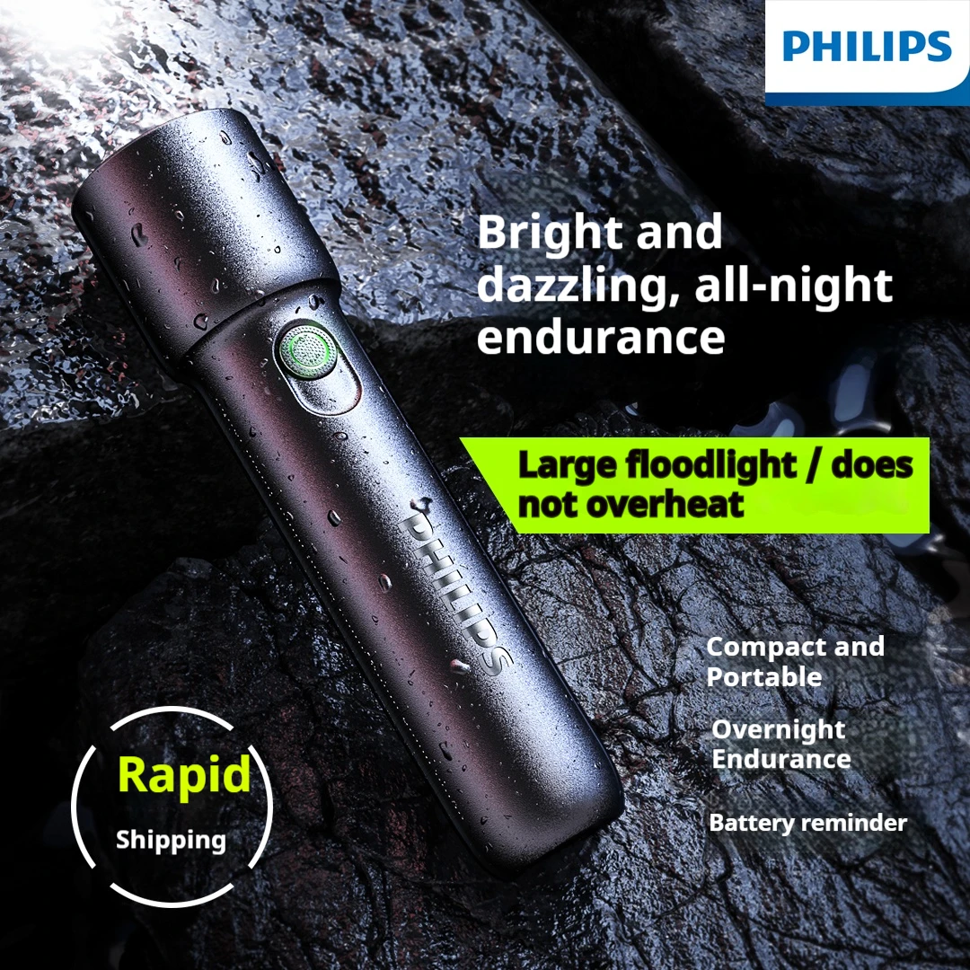 فيليبس 2025 جديد EDC SFL1235 مصباح يدوي محمول قابل لإعادة الشحن LED مصباح يدوي ، الدفاع عن النفس ، مصباح يدوي محمول للتخييم