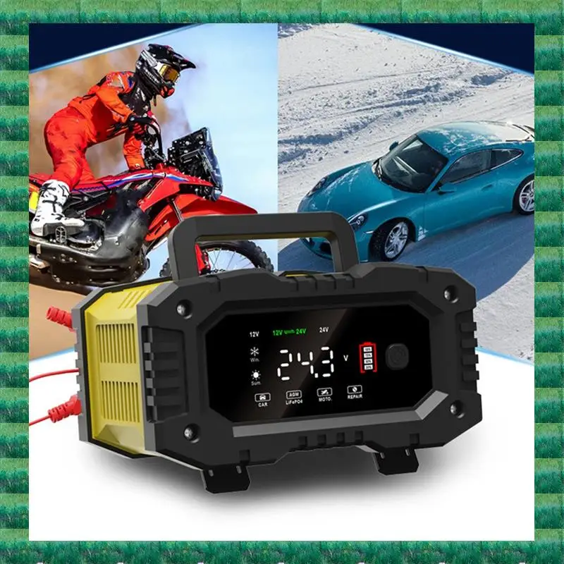 

B76A Fully Automatic Smart Charger 10A High Power Portable Car Motorcycle Battery Charger 12V24V For Battery Charging UK Plug