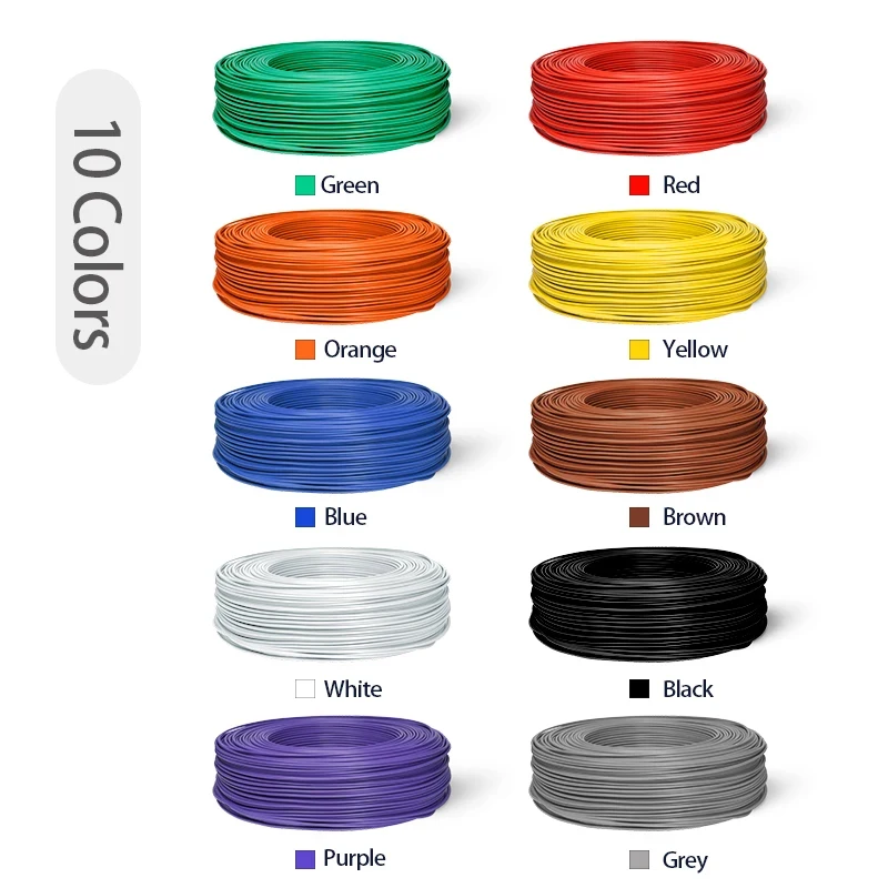 2~50m 구리선 LED 케이블 26 24 22 20 18 16 14 AWG 단선 PVC 절연 주석 도금 단일 코어 1007 전선